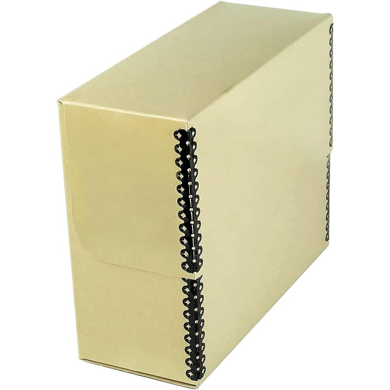 لينيكو صندوق تخزين مستندات أرشيفية من لاينكو بحافة معدنية، مصنوع من ورق مقوى بني فاتح خالٍ من الأحماض، لتنظيم وتخزين الملفات والمطبوعات والصور، بحجم قانوني 15.5 بوصة × 10.5 بوصة × 5 بوصات عرضًا - Image 1